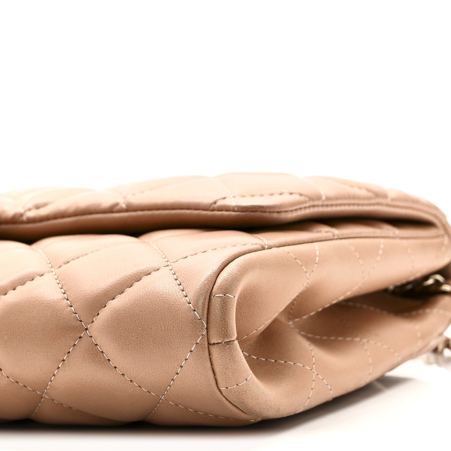 Lambskin Quilted Clutch with Chain Flap Beige Fonce