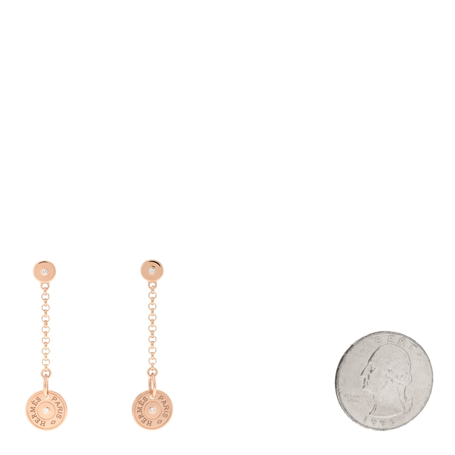 Hermes 18K Rose Gold Diamond Gambade Clou de Selle Earrings 2 of 5