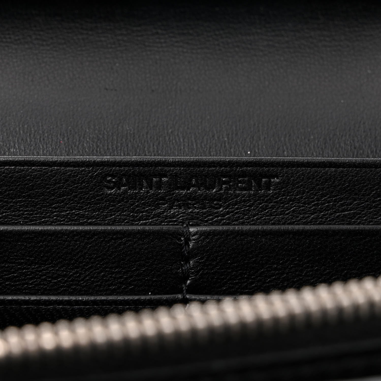 Saint Laurent Lambskin Lizard Embossed Classic Paris Chain Wallet Black 6 of 10