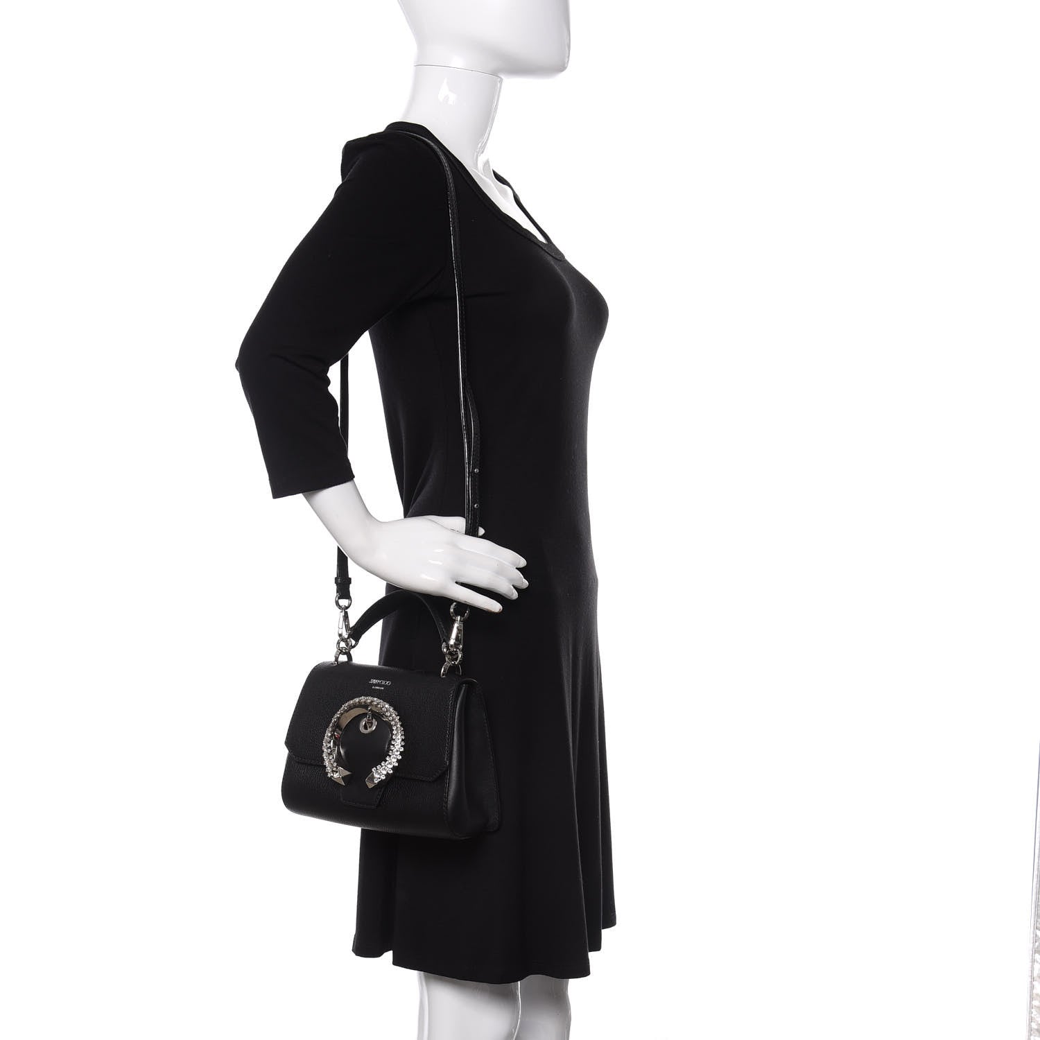 Jimmy Choo Calfskin Mini Madeline Top Handle Satchel Black 2 of 12