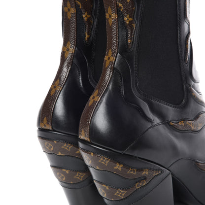 Louis Vuitton Calfskin Monogram Fireball Ankle Boots 39 Black 9 of 10