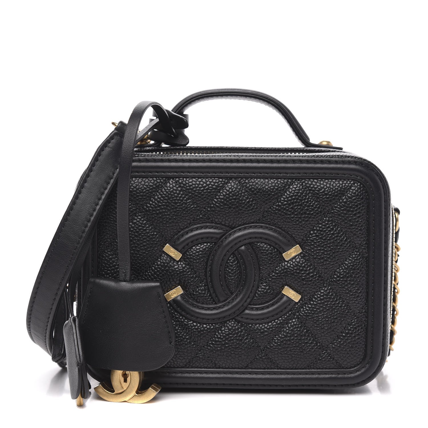 Chanel Caviar Quilted Small CC Filigree Vanity Case Black 1 of 11