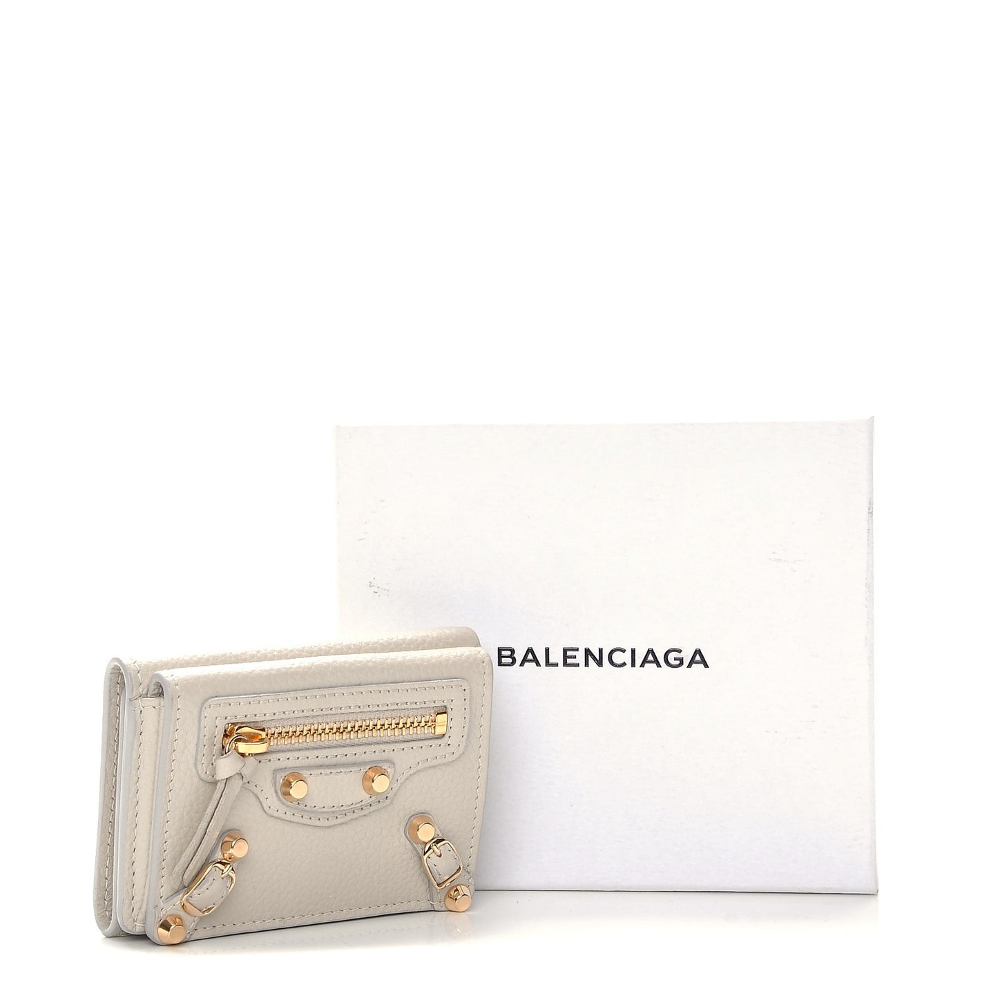 Grained Calfskin Agneau Arena Classic Gold Hardware Mini Wallet Beige