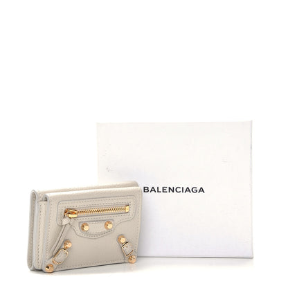 Balenciaga Grained Calfskin Agneau Arena Classic Gold Hardware Mini Wallet Beige 9 of 9
