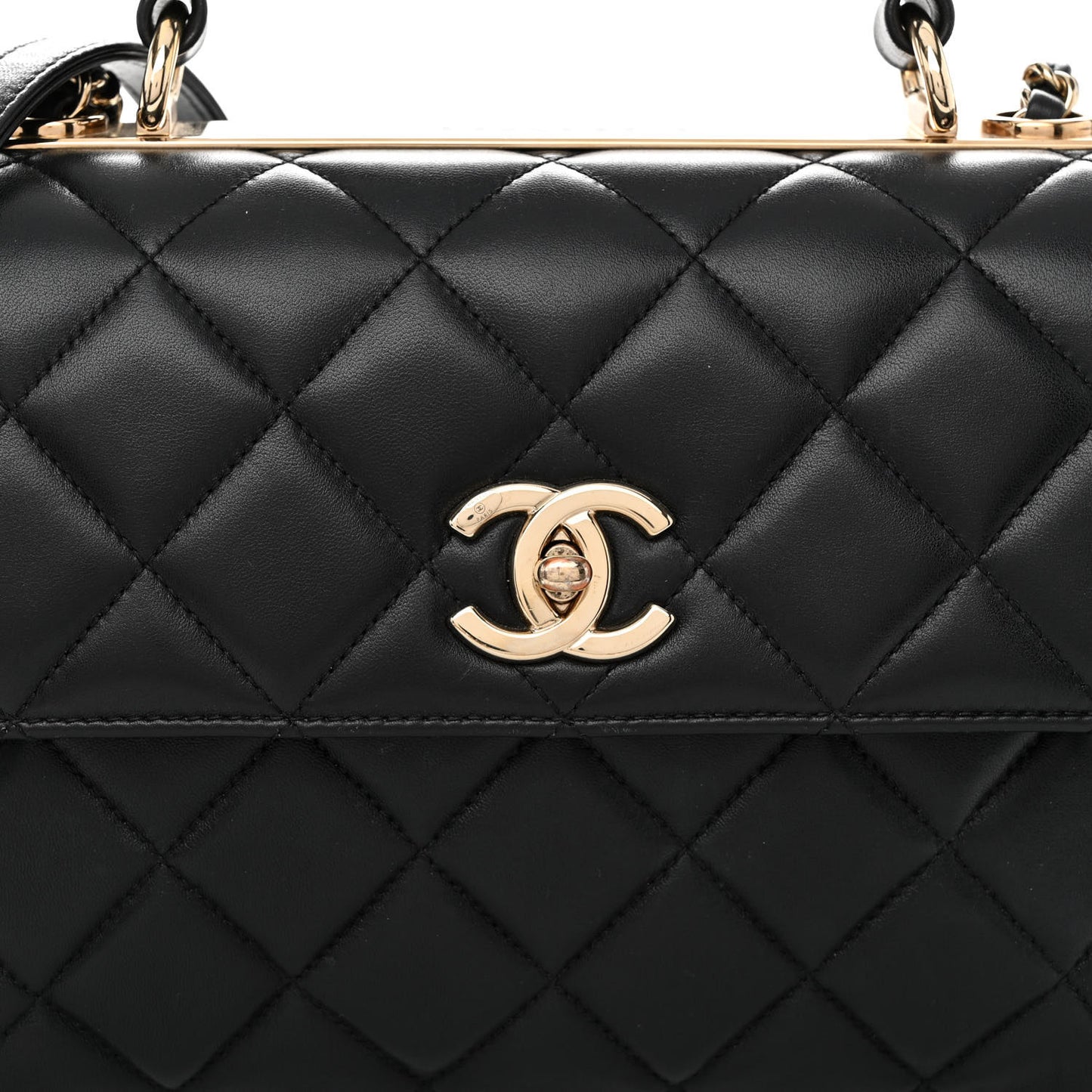 Lambskin Quilted Small Trendy CC Dual Handle Flap Bag Black