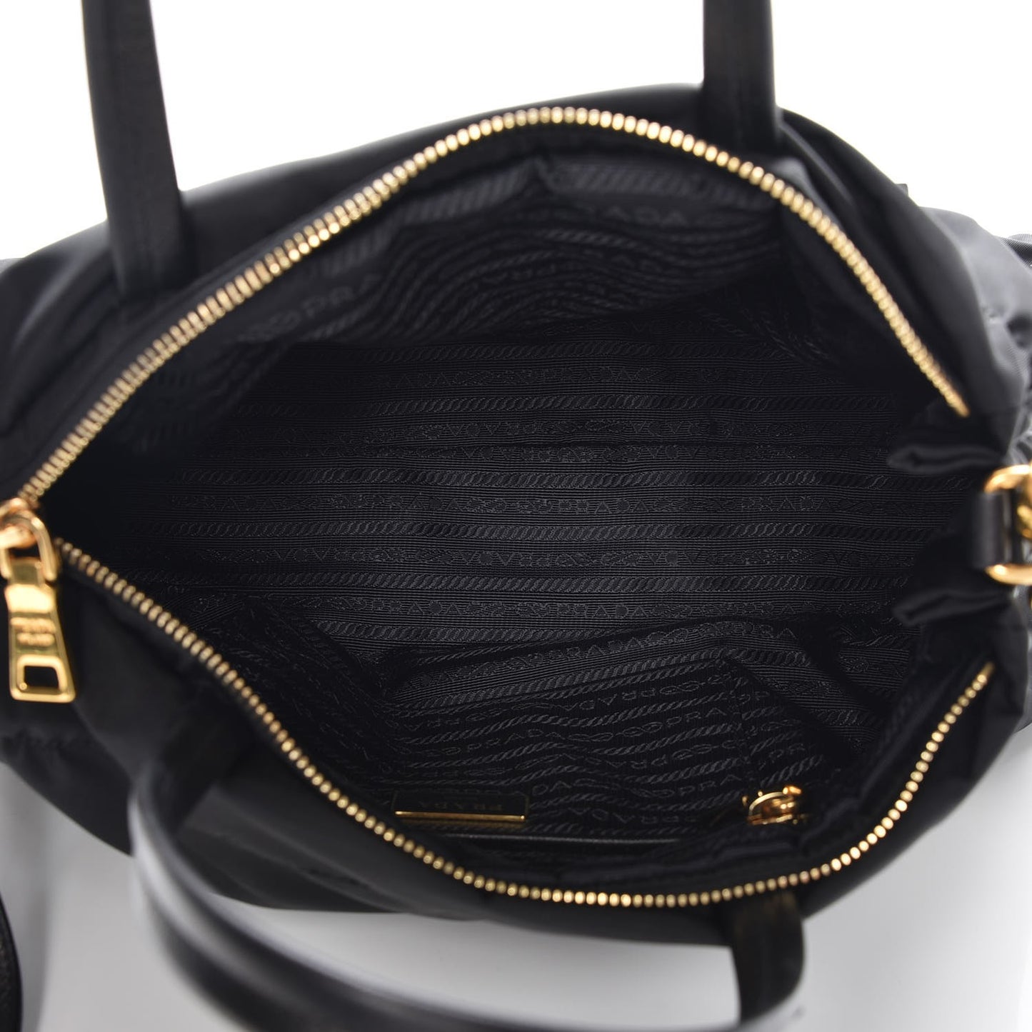 Tessuto Nylon Saffiano Shopping Satchel Black