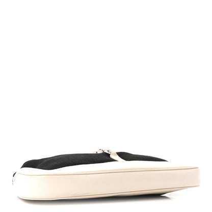 Gucci Canvas Calfskin Jackie O Chain Hobo White Black 4 of 14
