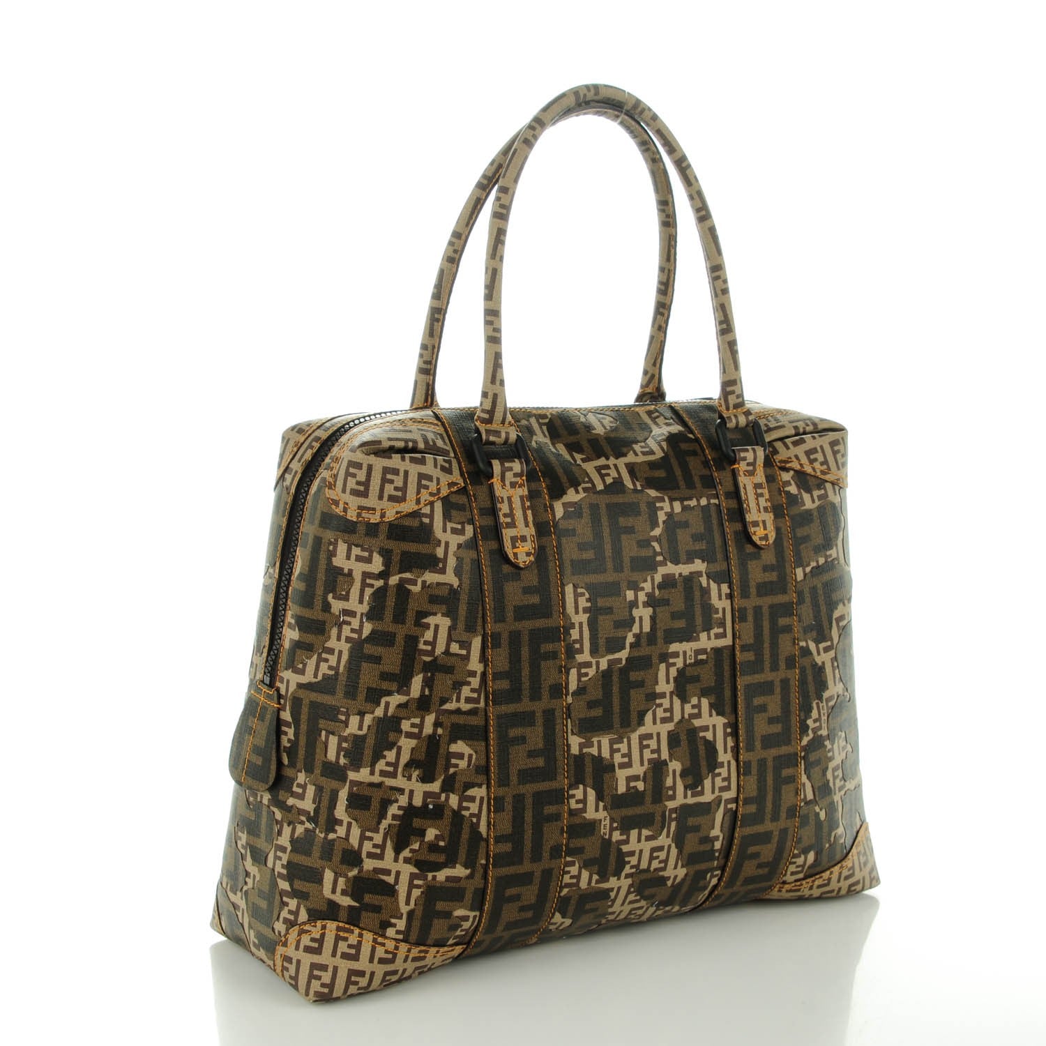 Fendi Zucca Zucchino Spalmati Large Mixed Media B Mix Tote Tobacco 3 of 8