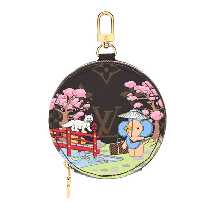 Louis Vuitton Monogram 2021 Christmas Animation Japanese Garden Round Coin Purse Wisteria Pink 1 of 5