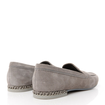 Chanel Suede Calfskin CC Chain Mocassin Loafers 40 Grey 4 of 10