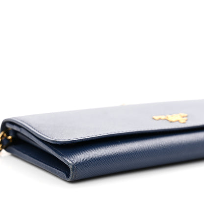 Prada Saffiano Metal Oro Chain Wallet Bleuette 8 of 12