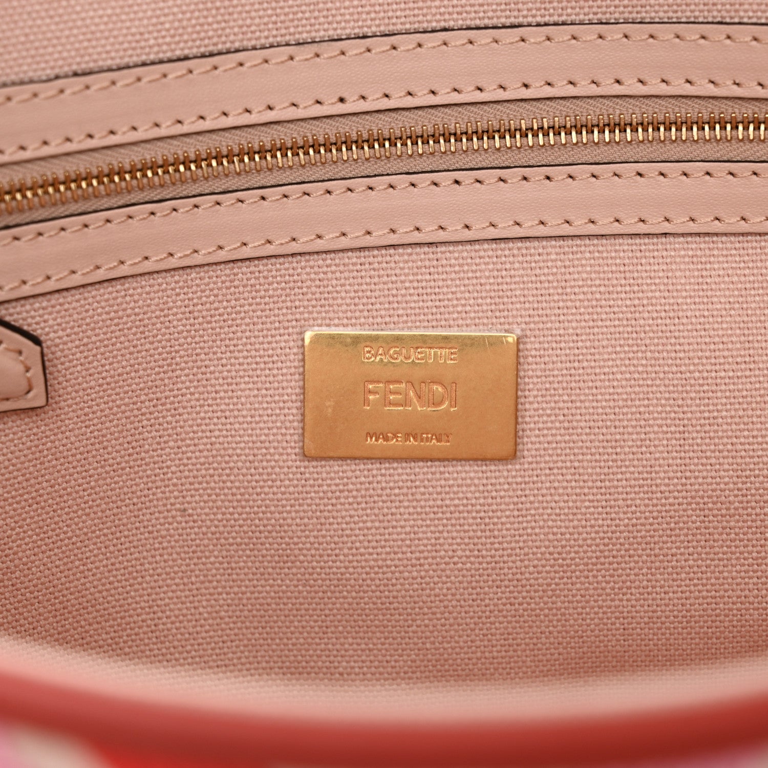 Fendi Canvas Vitello King FF Embroidered Baguette Rosa Quarzo Bloody Mary Multicolor 6 of 9