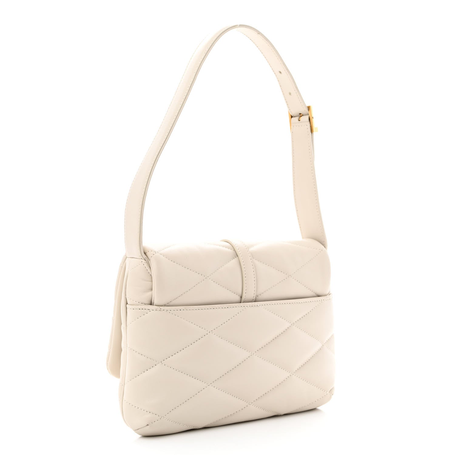 Saint Laurent Lambskin Quilted Le 57 Diamond Shoulder Bag Crema Soft 3 of 10