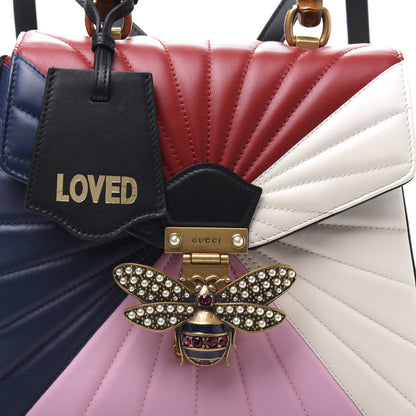 Gucci Calfskin Bamboo Trapuntata Queen Margaret Backpack Blue Agata Hibiscus Red Mystic White Sugar Pink 13 of 14