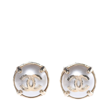 Chanel Pearl CC Large Clip On Earrings Light Gold 1 of 5