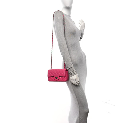 Chanel Lambskin Quilted Mini Rectangular Flap Dark Pink 2 of 13