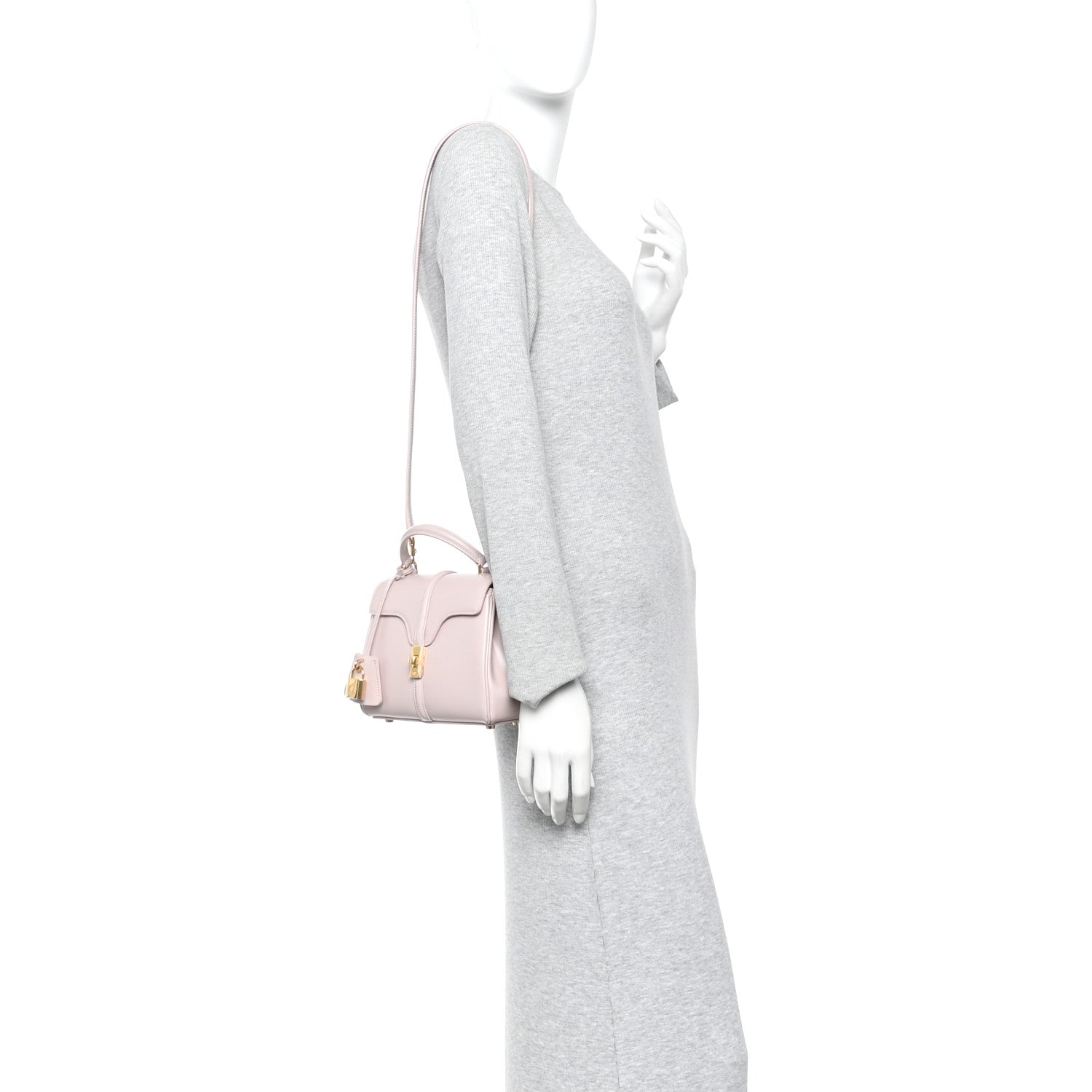 Celine Satinated Calfskin Mini 16 Top Handle Bag Bleached Pink 2 of 12