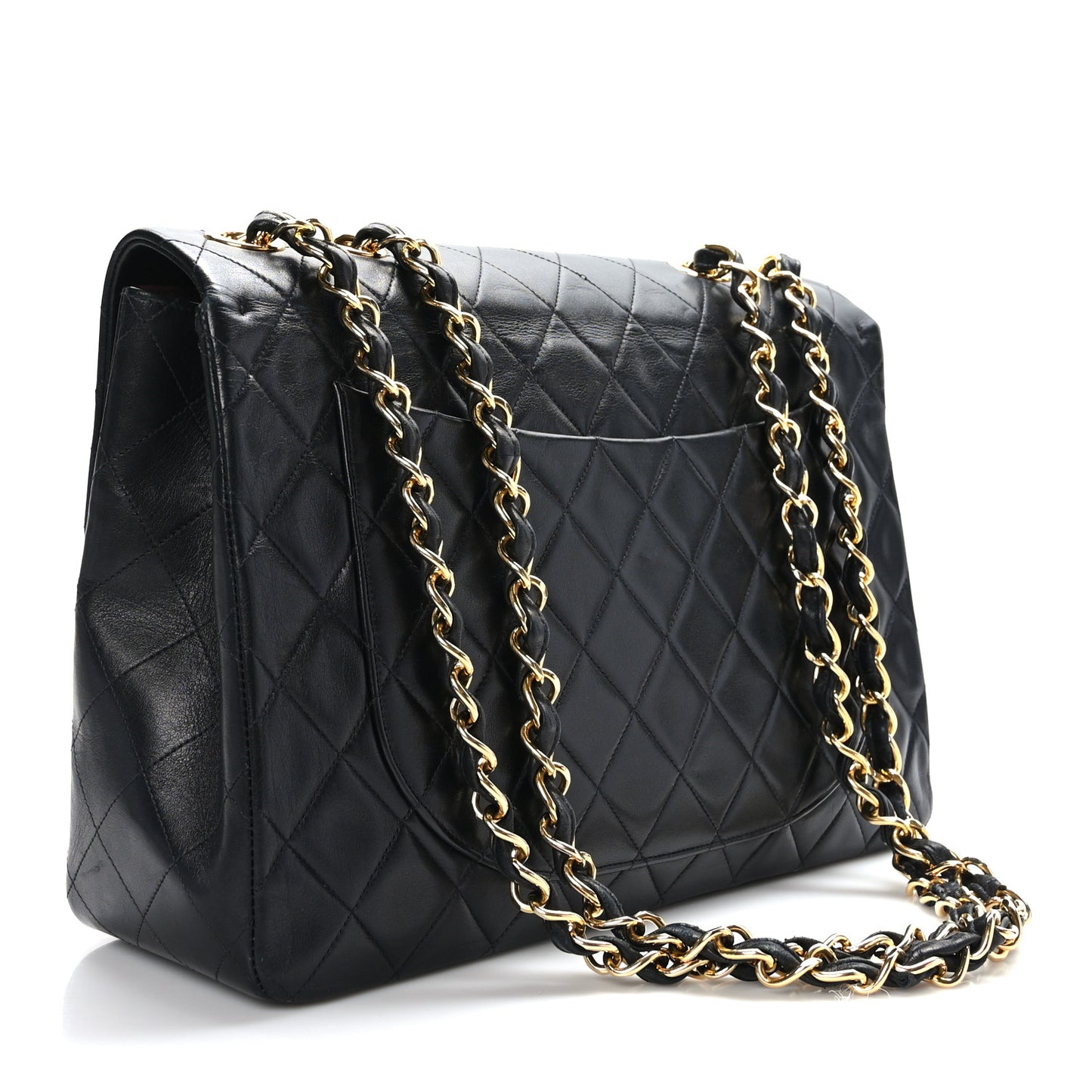 Lambskin Quilted XL Jumbo Single Flap Black