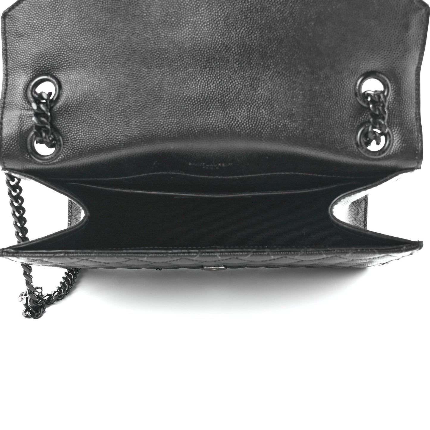 Grain De Poudre Textured Mixed Matelasse Triquilt Medium Monogram Monochrome Satchel Black