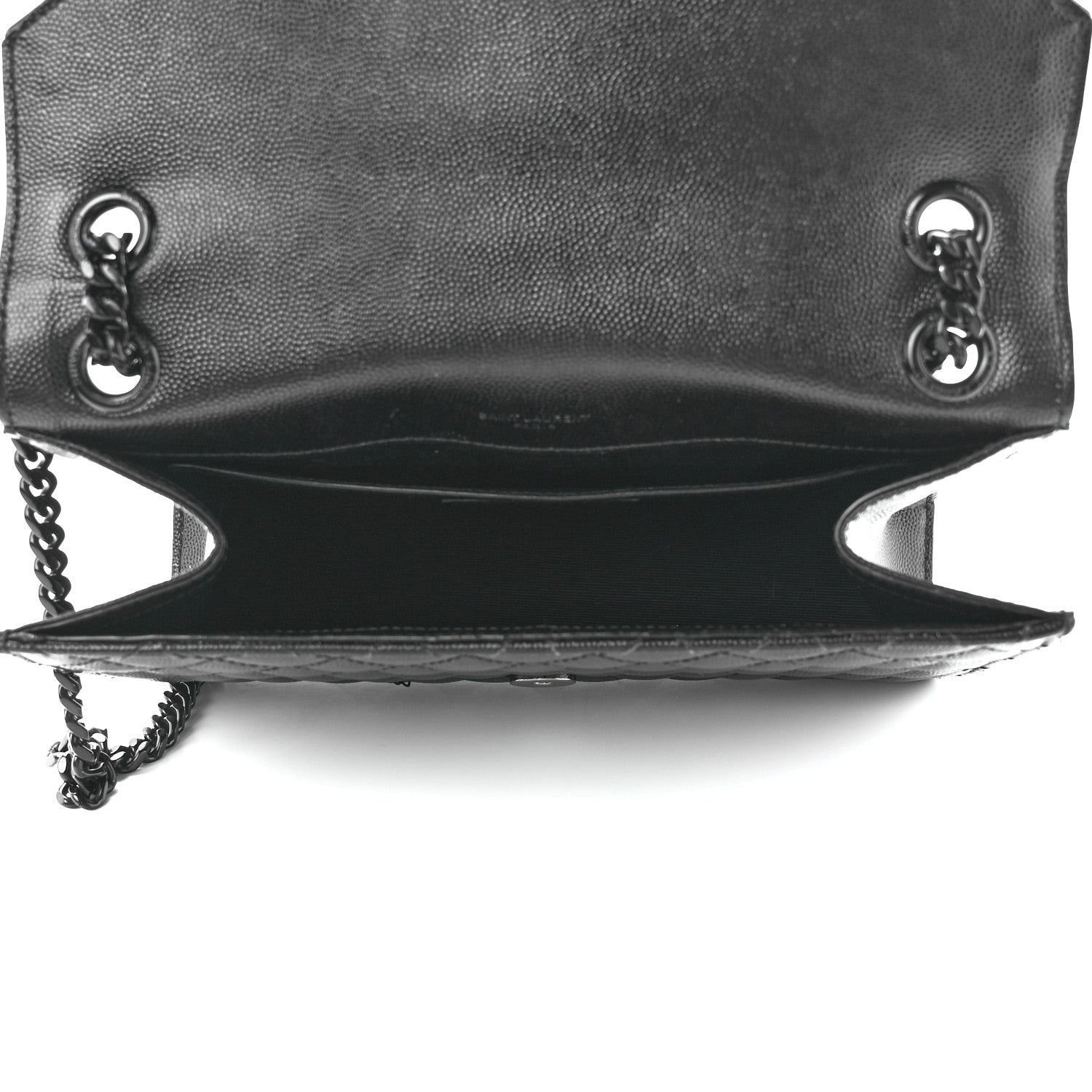 Saint Laurent Grain De Poudre Textured Mixed Matelasse Triquilt Medium Monogram Monochrome Satchel Black 5 of 12