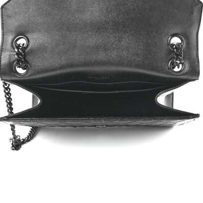 Saint Laurent Grain De Poudre Textured Mixed Matelasse Triquilt Medium Monogram Monochrome Satchel Black 5 of 12