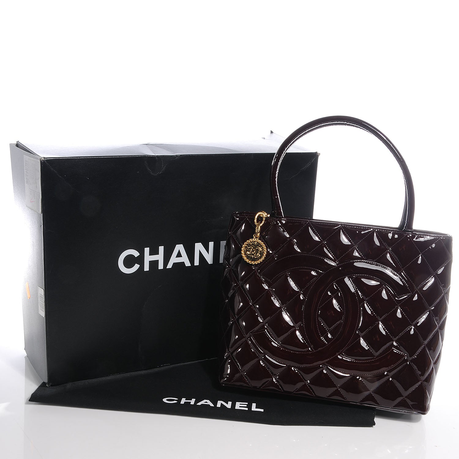 Chanel Patent Medallion Tote Bordeaux 5 of 8