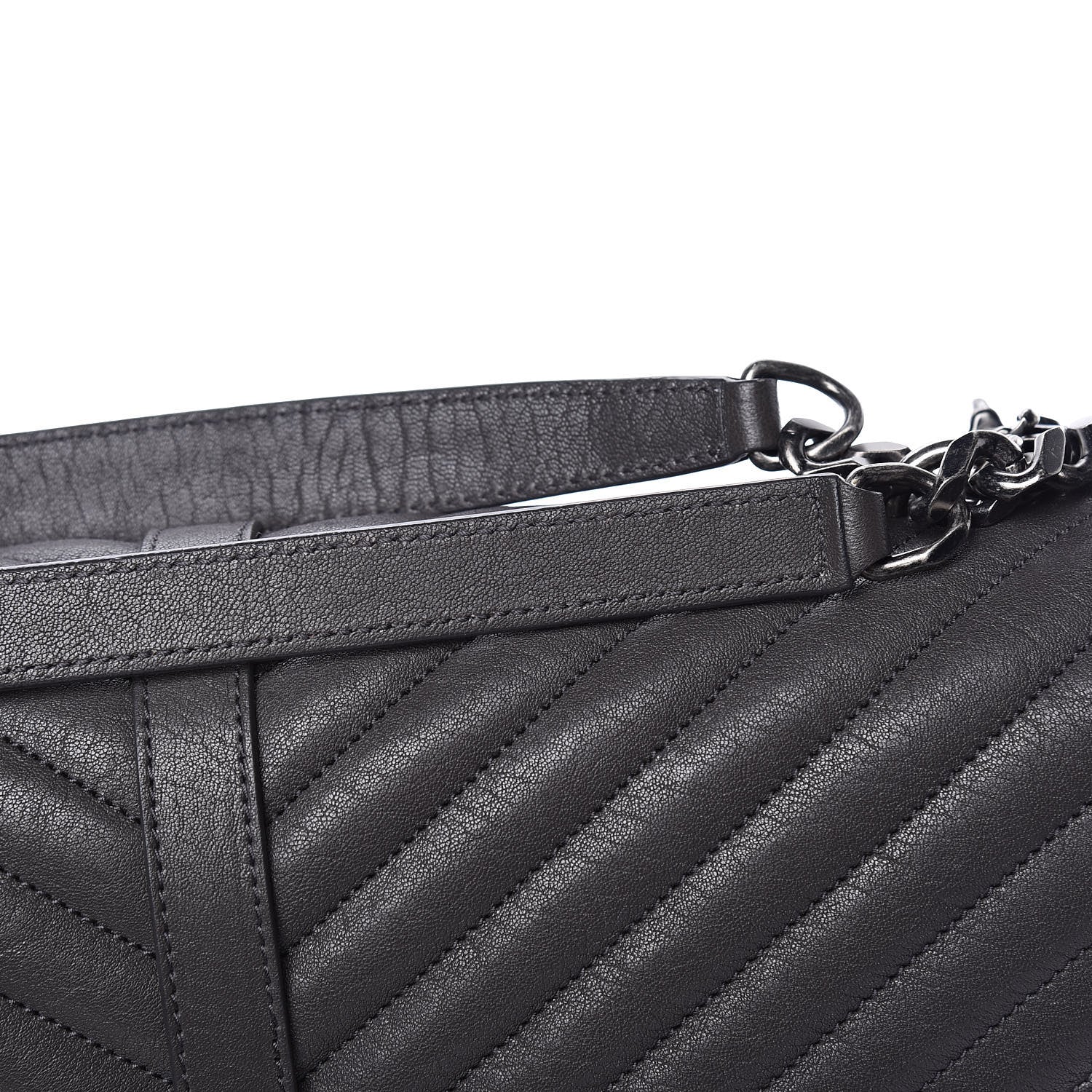 Saint Laurent Sheepskin Matelasse Chevron Monogram Large College Satchel Dark Anthracite 14 of 14