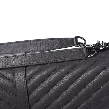 Saint Laurent Sheepskin Matelasse Chevron Monogram Large College Satchel Dark Anthracite 14 of 14