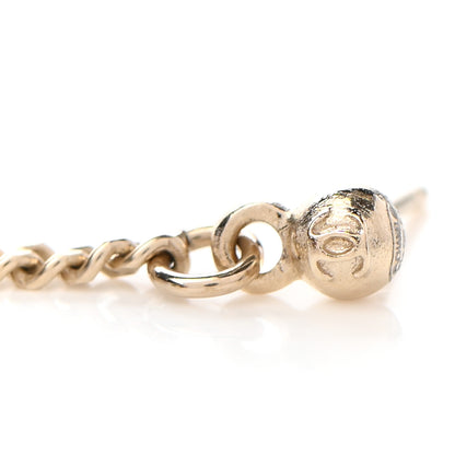 Chanel Crystal CC Drop Earrings Pink Grey Gold 4 of 5