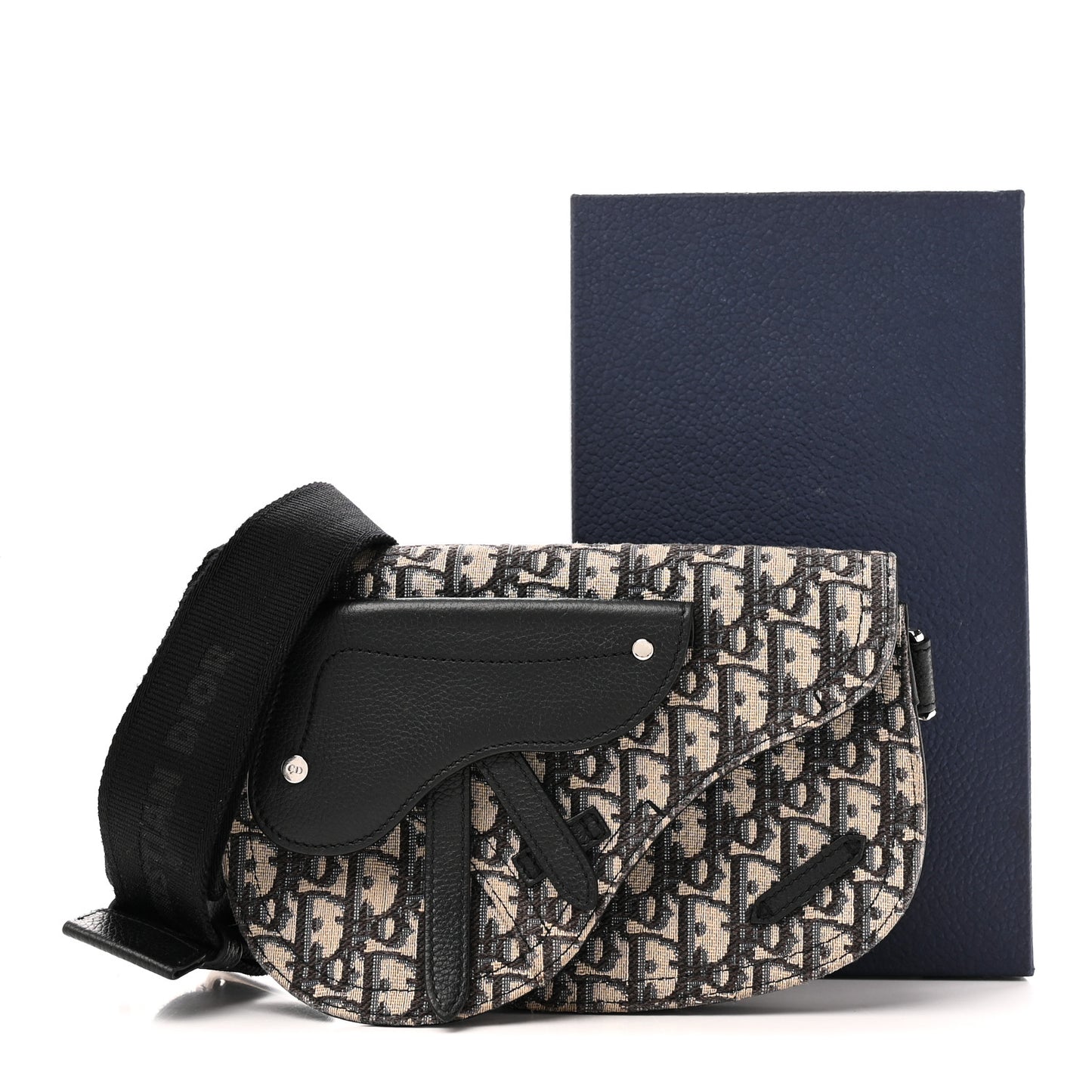 Oblique Saddle Messenger Pouch Beige Black