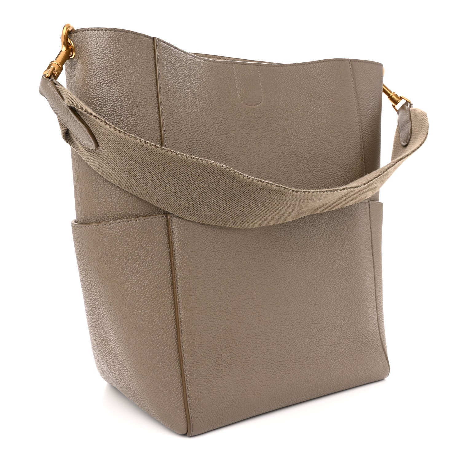 Celine Soft Grained Calfskin Sangle Bucket Bag Taupe 3 of 13