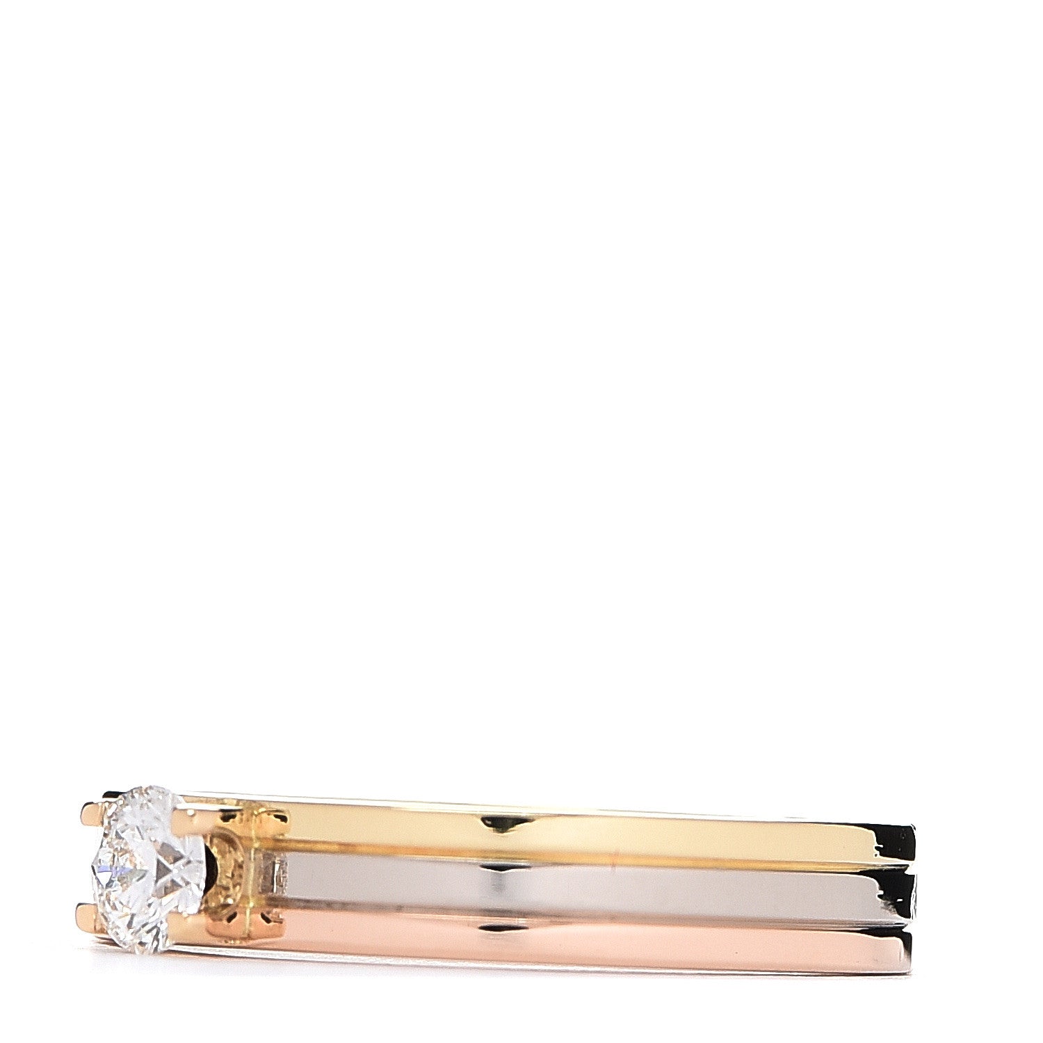 Cartier 18K Pink Yellow White Gold Diamond .24ct Solitaire Trinity Engagement Ring 53 6.25 2 of 8