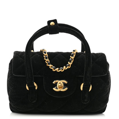 Chanel Velvet Quilted Mini Top Handle Flap Black 1 of 11
