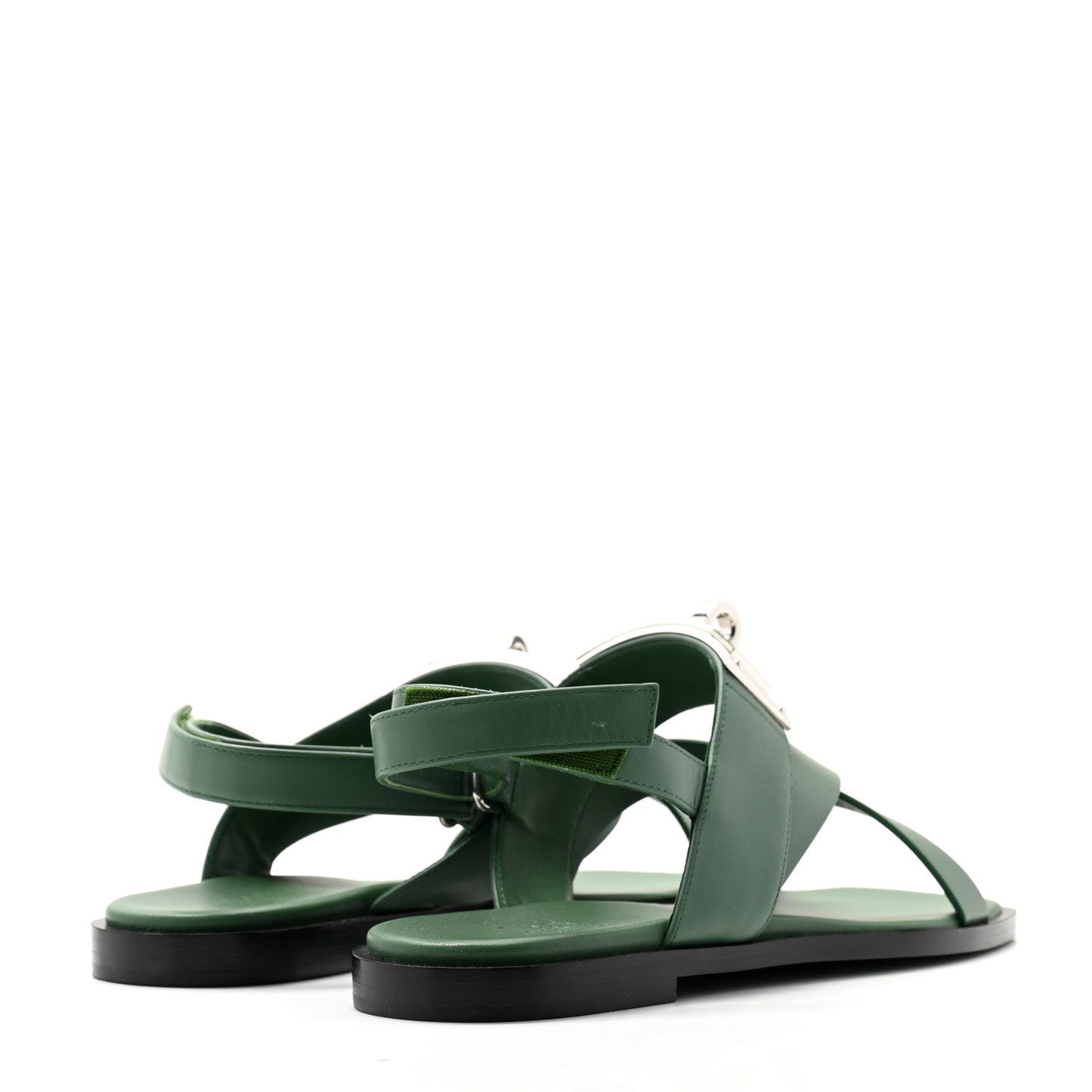 Calfskin Womens Ines Sandals 37 Vert Lierre