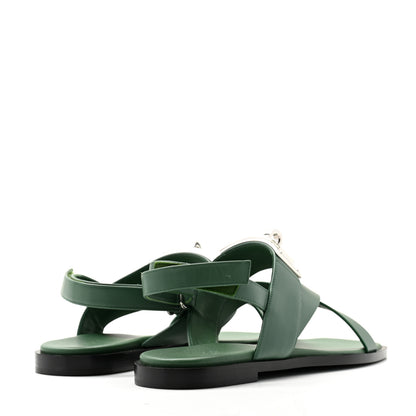 Hermes Calfskin Womens Ines Sandals 37 Vert Lierre 4 of 8