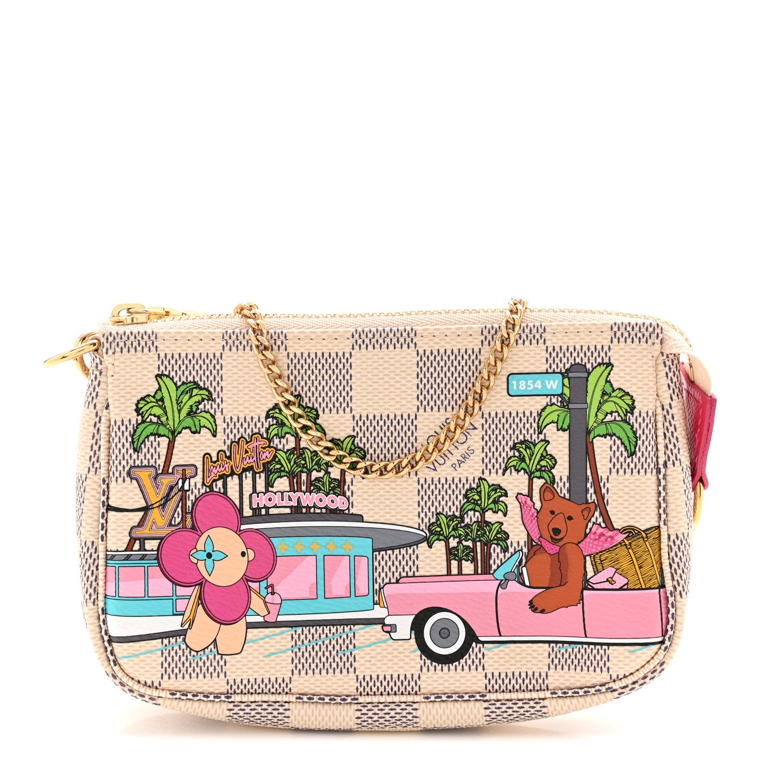 Louis Vuitton Damier Azur 2021 Christmas Animation Hollywood Mini Pochette Accessories Fuchsia 1 of 11