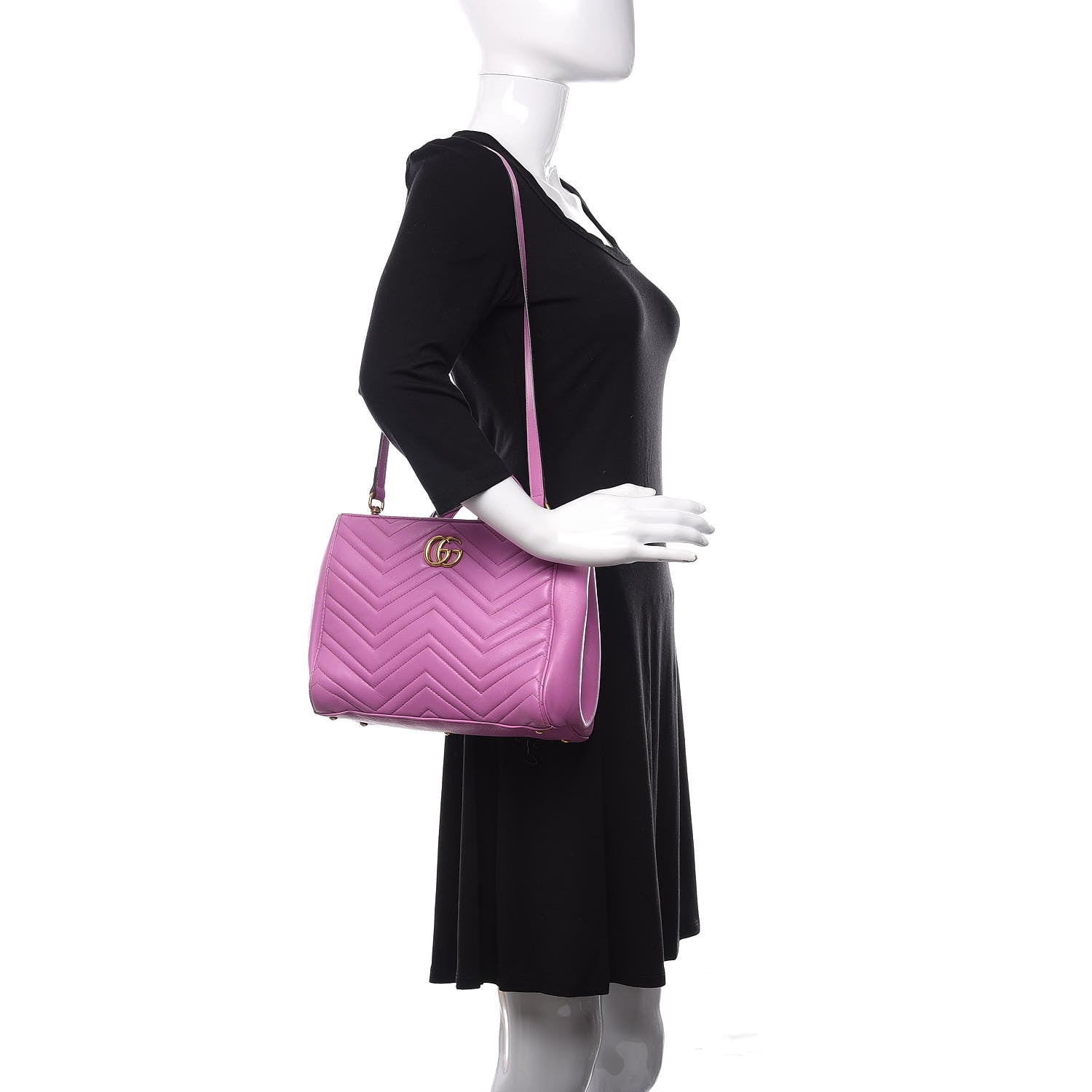 Gucci Calfskin Matelasse Small GG Marmont Tote Candy Mousse 3 of 20