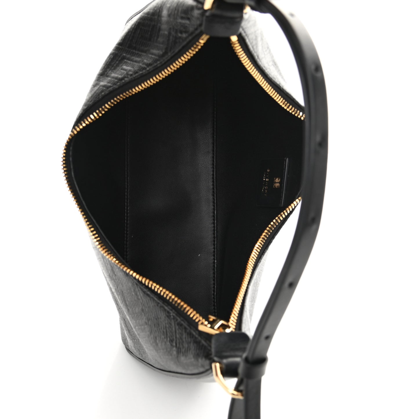 Coated Canvas Logo 4G Embossed Small Moon Cut Out Shoulder Bag Black