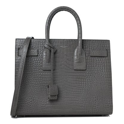 Saint Laurent Crocodile Embossed Small Sac De Jour Asphalt 3 of 13