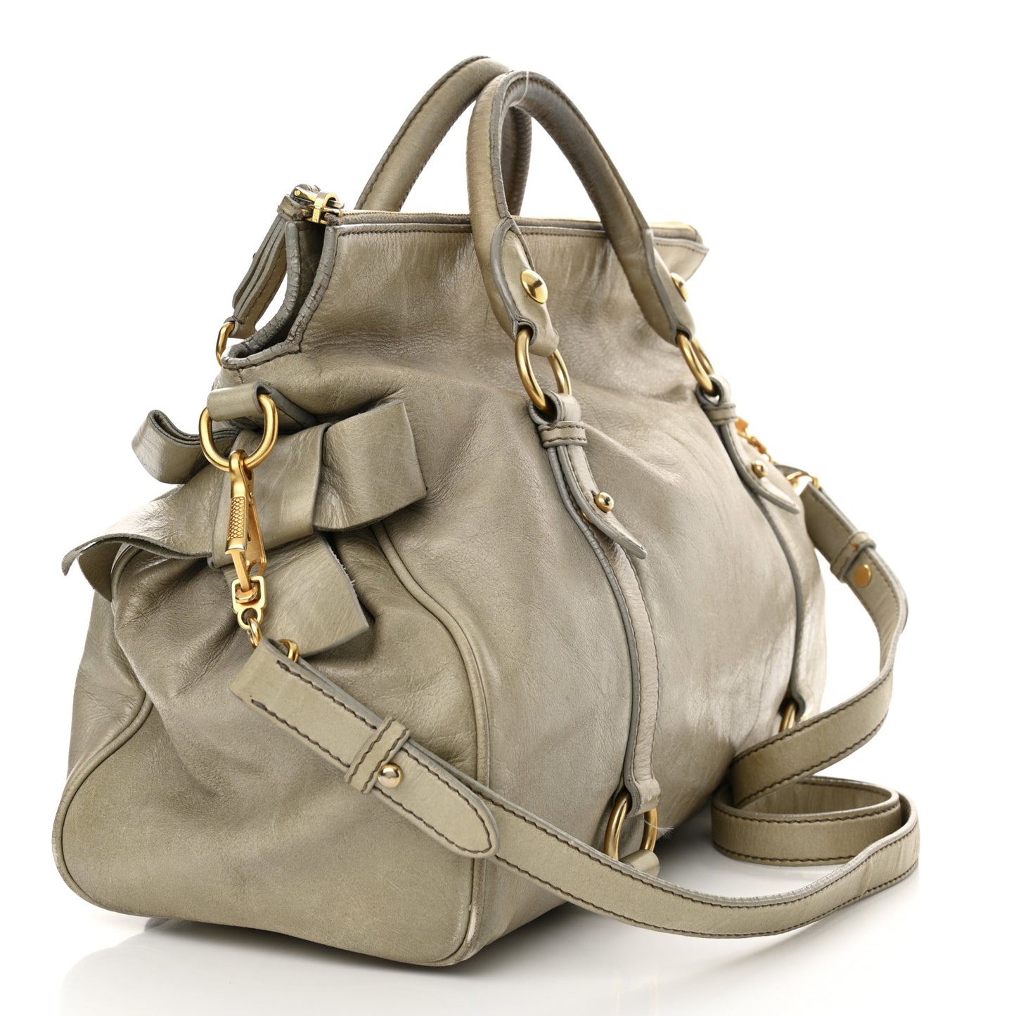 Vitello Lux Medium Bow Bag Grey
