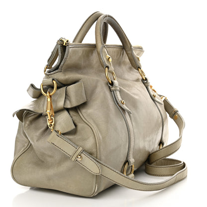 Miu Miu Vitello Lux Medium Bow Bag Grey 3 of 24