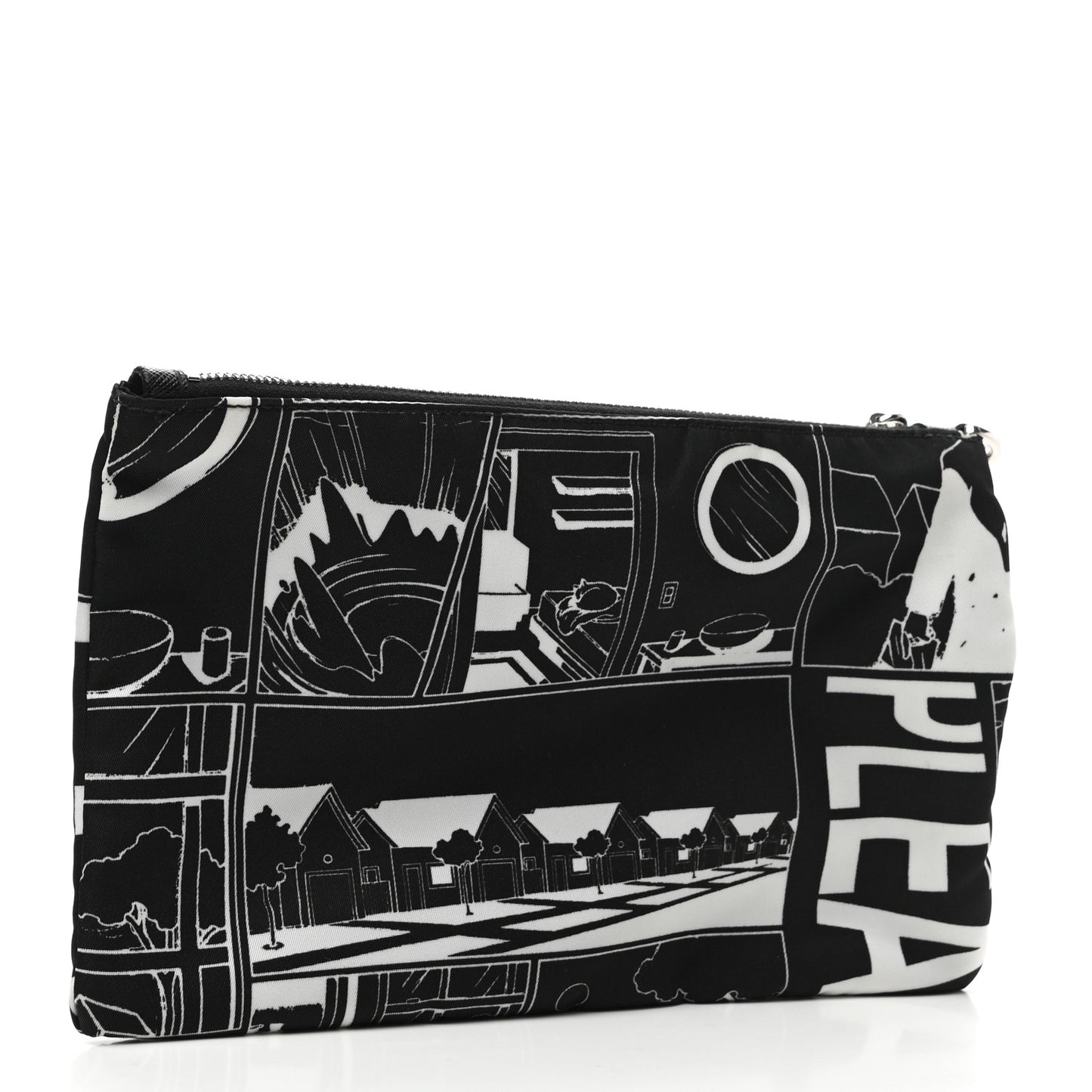 X JAMES JEAN Tessuto Nylon Print Pouch Black White