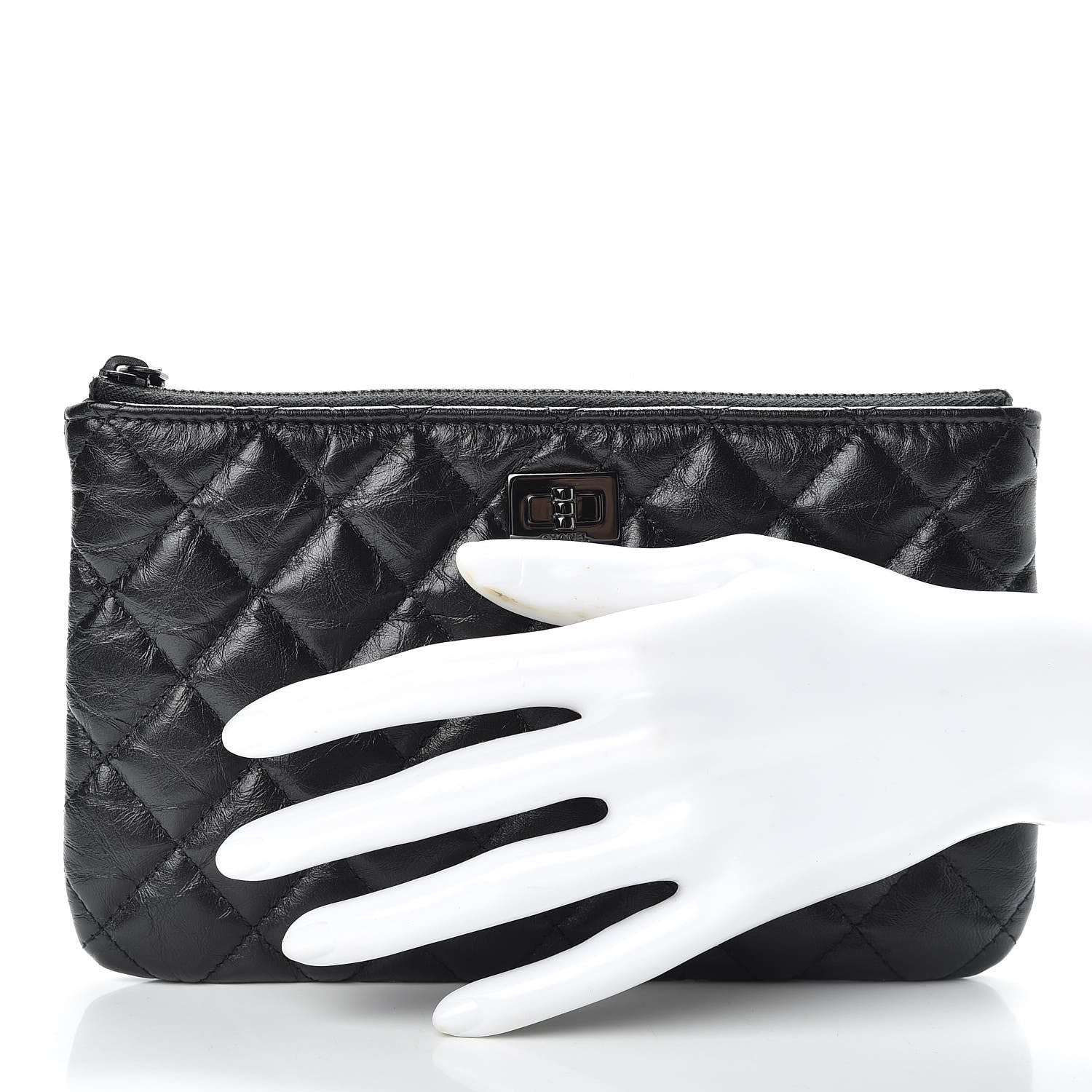 Chanel Aged Calfskin Quilted Medium Reissue Cosmetic Case So Black 2 of 8