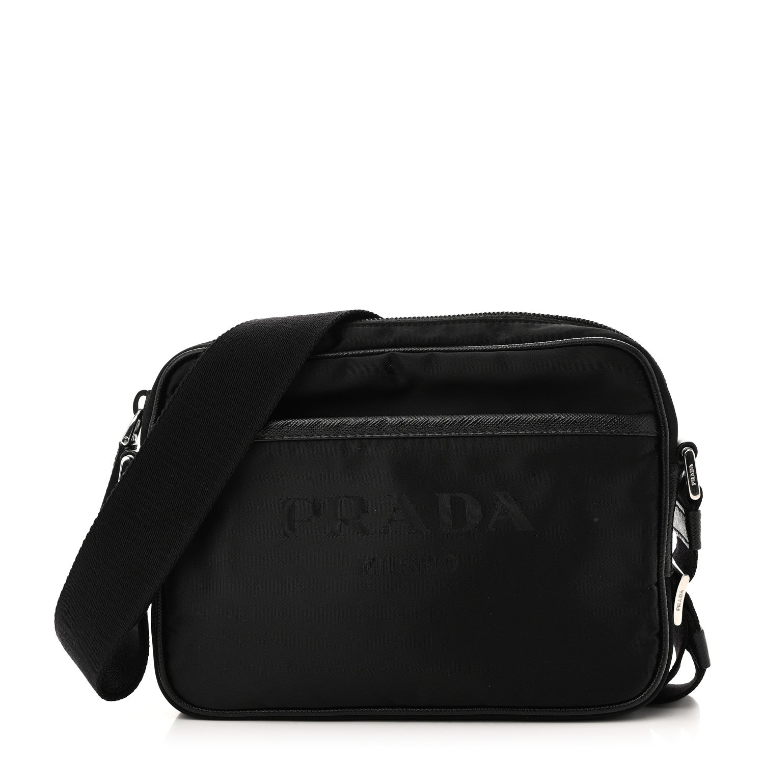 Prada Tessuto Nylon Saffiano Logo Camera Bag Black 1 of 11