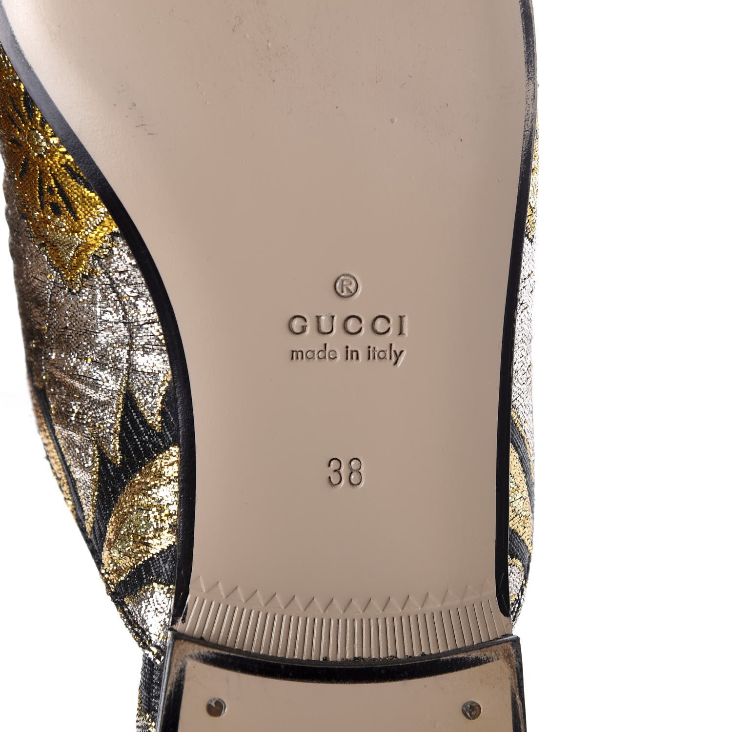 Gucci Jacquard Floral Womens Princetown Slippers 38 Oro Black 8 of 10
