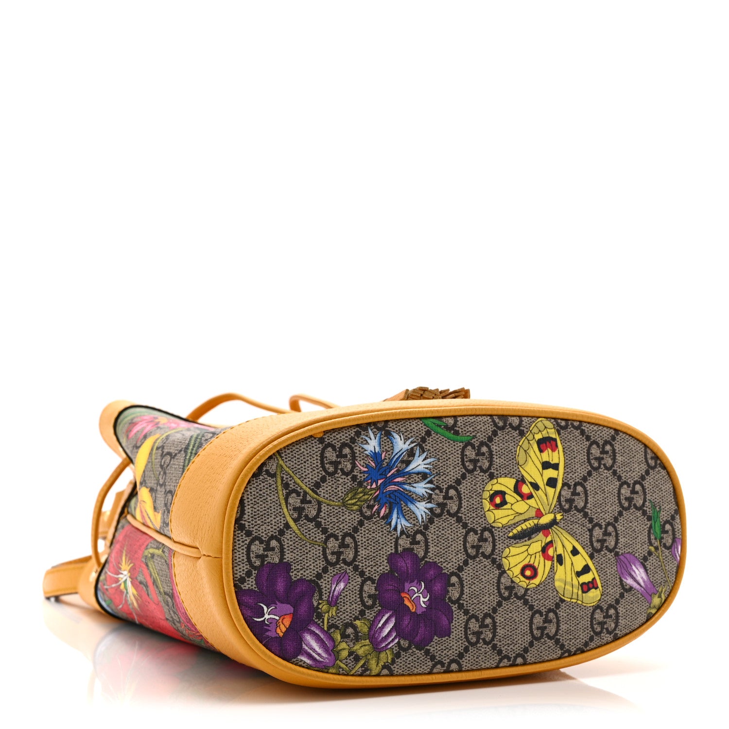 Gucci GG Supreme Monogram Flora Small Ophidia Bucket Bag Beige Multicolor Crop 4 of 11