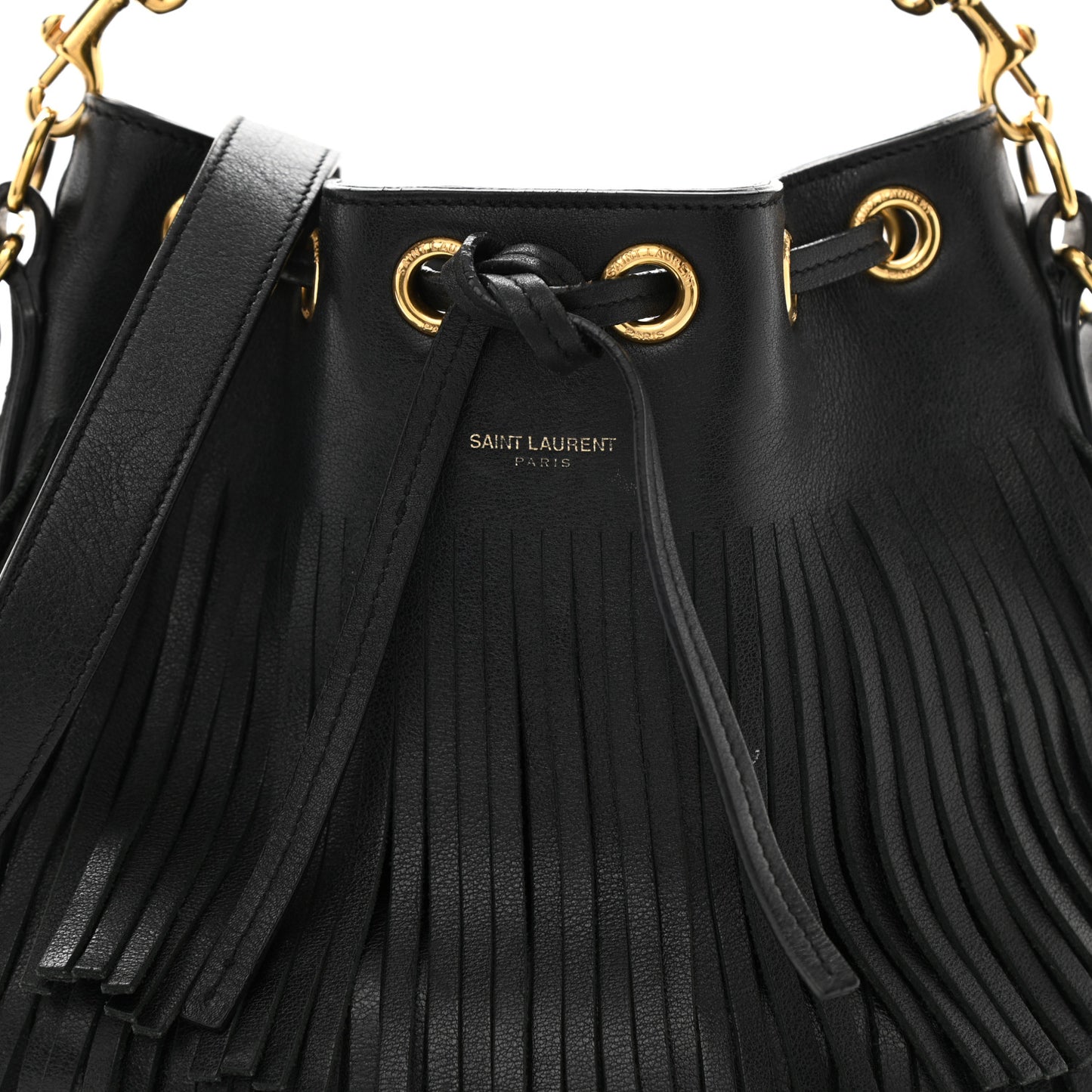 Calfskin Small Emmanuelle Fringe Hobo Bag Black