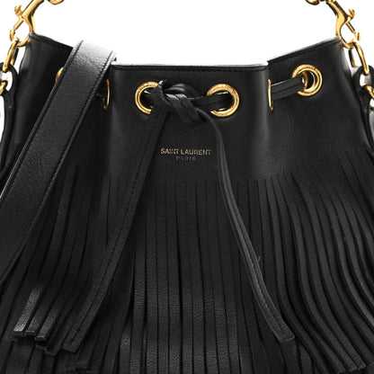 Saint Laurent Calfskin Small Emmanuelle Fringe Hobo Bag Black 17 of 27