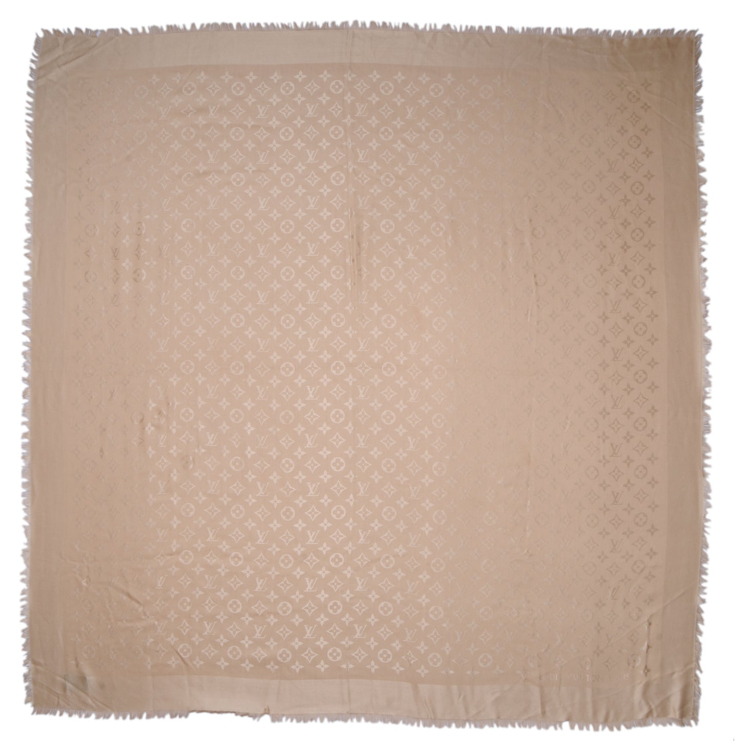 Wool Silk Monogram Shawl Nude