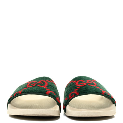 Gucci Velvet GG Monogram Slide Sandals 36 Green Red 2 of 17